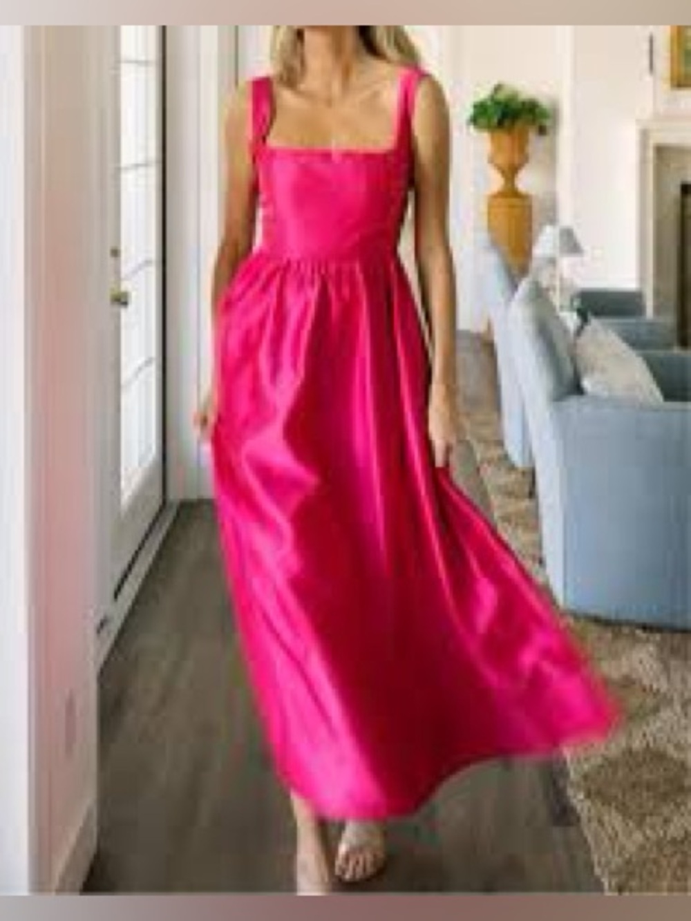 Tuckernuck Dupioni Esme Midi Dress hot pink